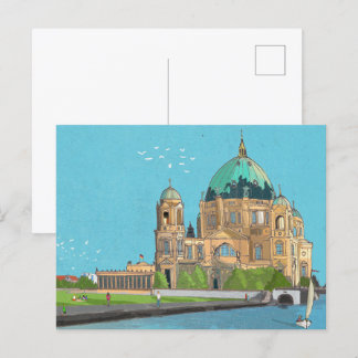 Berliner Dom Deutschland Whimsical Illustration Postkarte