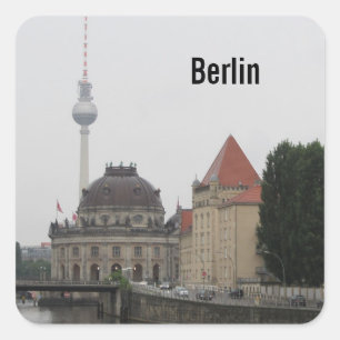 Berliner Fernsehturm Quadratischer Aufkleber