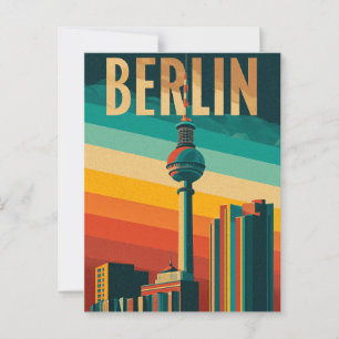 Berliner Fernsehturm Retro Postkarte