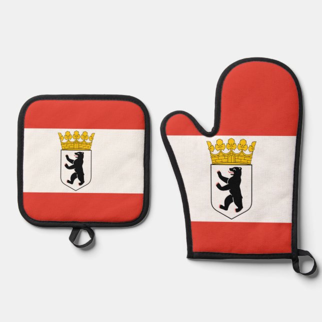 Berliner Flagge Ofenhandschuh & Topflappen-Set (Vorderseite)