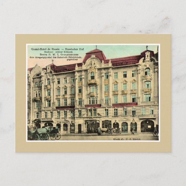 Berliner Grand Hotel Russland im Stil der 1890er J Postkarte (Vorderseite)