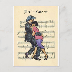 Berliner Kabarett der 1920er Jahre mit Notenblätte Postkarte