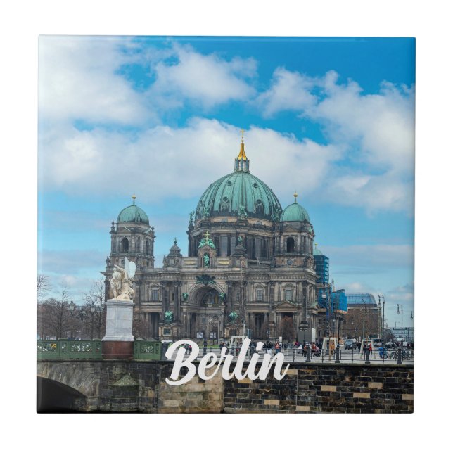 Berliner Kathedrale und Fernsehturm in Berlin Fliese (Vorderseite)