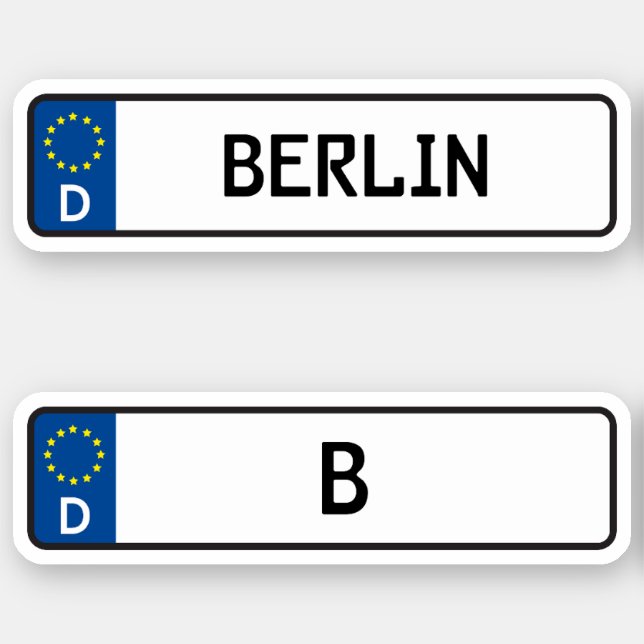 Berliner Kennzeichen, deutsches Kfz-Kennzeichen Aufkleber