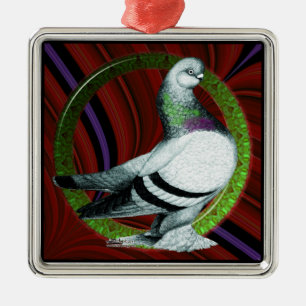 Berliner Krollentaube Silbernes Ornament