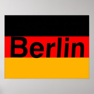 Berliner Logo auf deutscher Flagge in Schwarz Poster