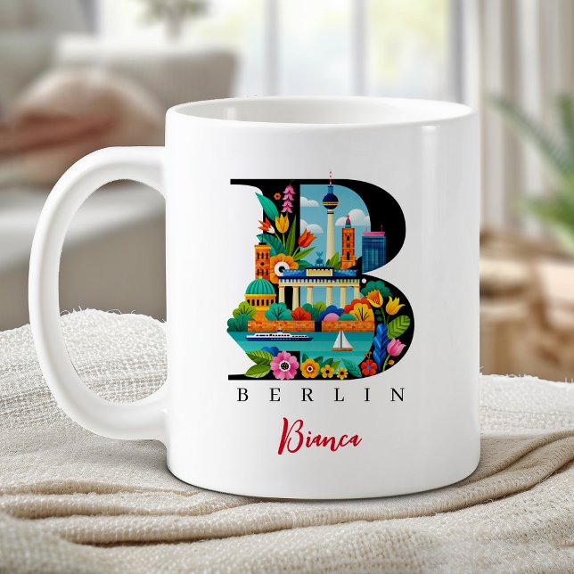 Berliner Monogramm Buchstabe B Personalisiertes Ge Kaffeetasse (Berlin Monogram Letter B Personalized Gift Coffee Mug)