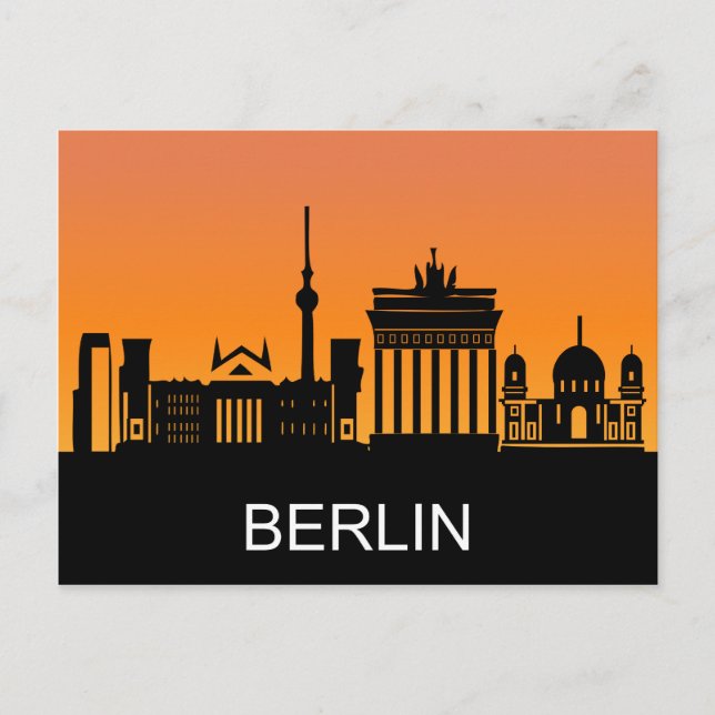 Berliner Silhouette, Sommersonnenuntergang, Abbild Postkarte (Vorderseite)