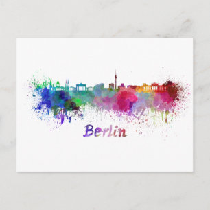 Berliner Skyline in Aquarell Postkarte