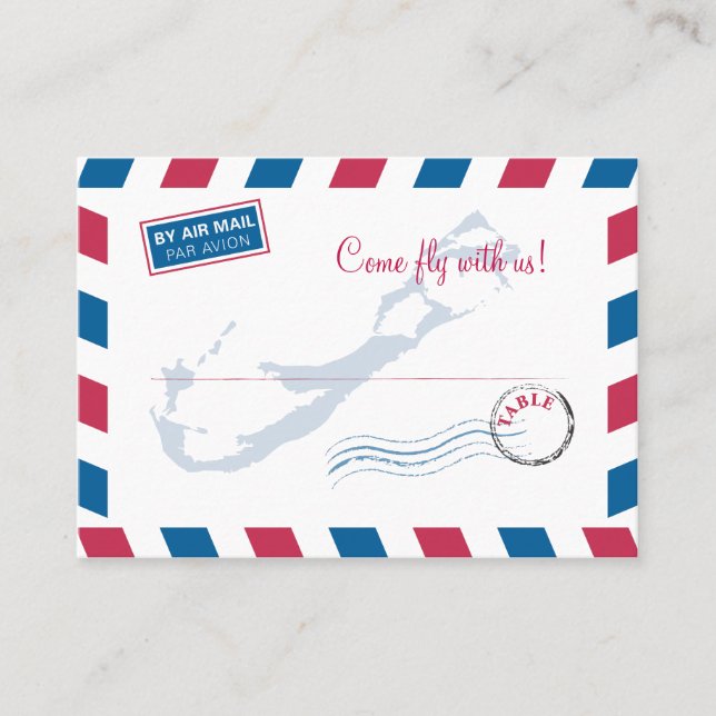 Bermuda Air Mail Escort/Sitzkarte Hochzeit Platzkarte (Vorderseite)