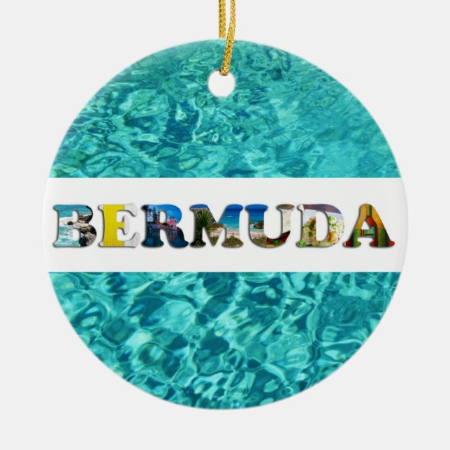 Bermuda Beach Blue Ocean Reisen Fotos Weihnachten Keramik Ornament (Vorne)