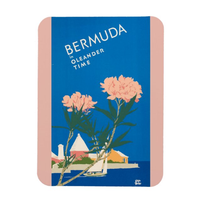 Bermuda Beach Blume Retro Vintage Reiseplaner Magnet (Vertikal)