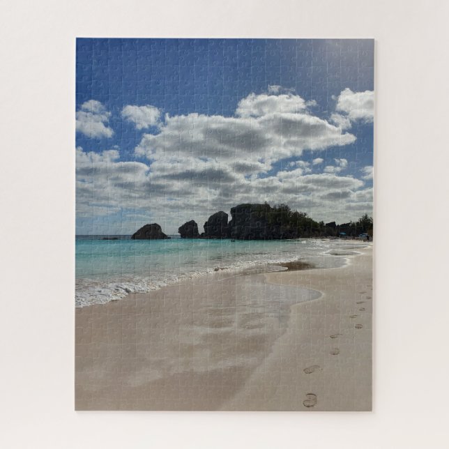 Bermuda Beach Footprints Türkischer Ozean Puzzle (Vertikal)