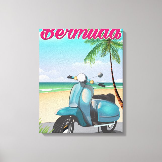 Bermuda Beach Scooter Reiseplakat Leinwanddruck (Vorderseite)