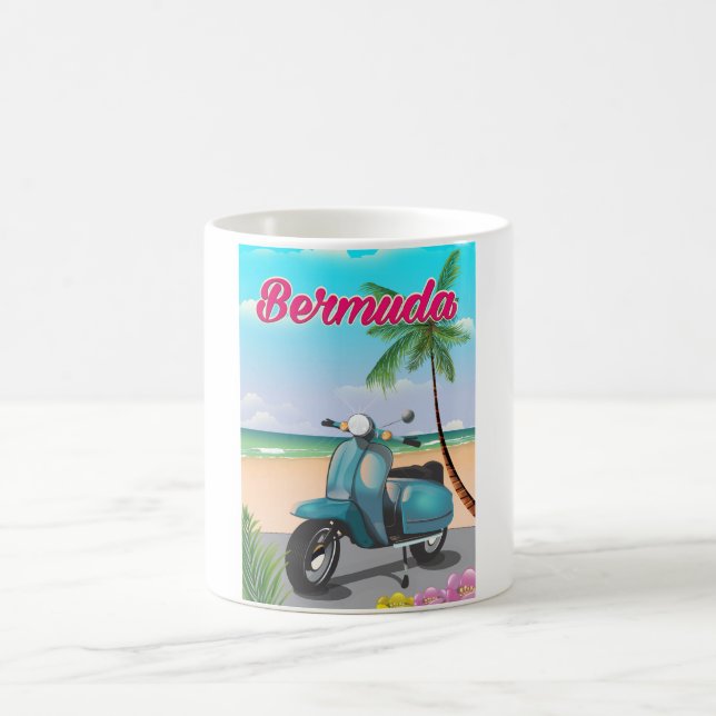 Bermuda Beach Scooter Reiseplakat Tasse (Mittel)