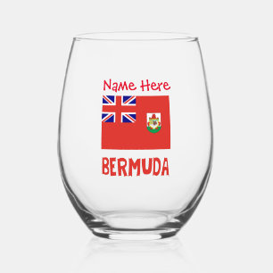 Bermuda Bermudia-Flagge Rot Personalisierter Name Weinglas Ohne Stiel