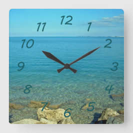 Bermuda Blue Green Waters Quadratische Wanduhr
