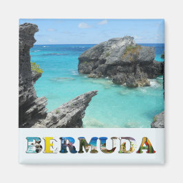 Bermuda Blue Ocean Rocky Beach Travel Foto Magnet
