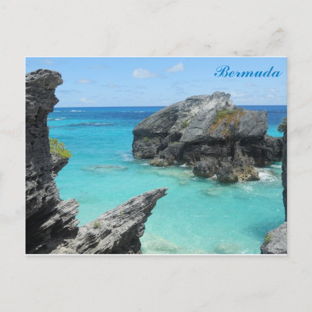 Bermuda Blue Ocean Rocky Beach Travel Foto Postkarte (Vorderseite)