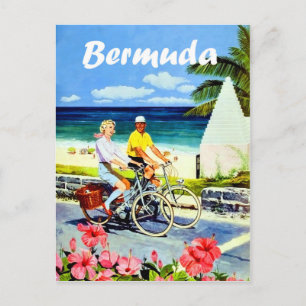 Bermuda, ein paar Fahrräder in Strandnähe, Vintag Postkarte