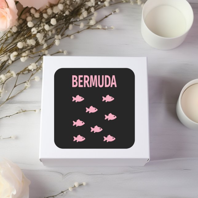 Bermuda Fish School Dark Color Quadratischer Aufkleber (Von Creator hochgeladen)