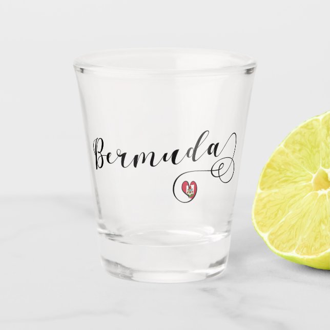 Bermuda-Flagge im Herzen Schnapsglas (Vorderseite)