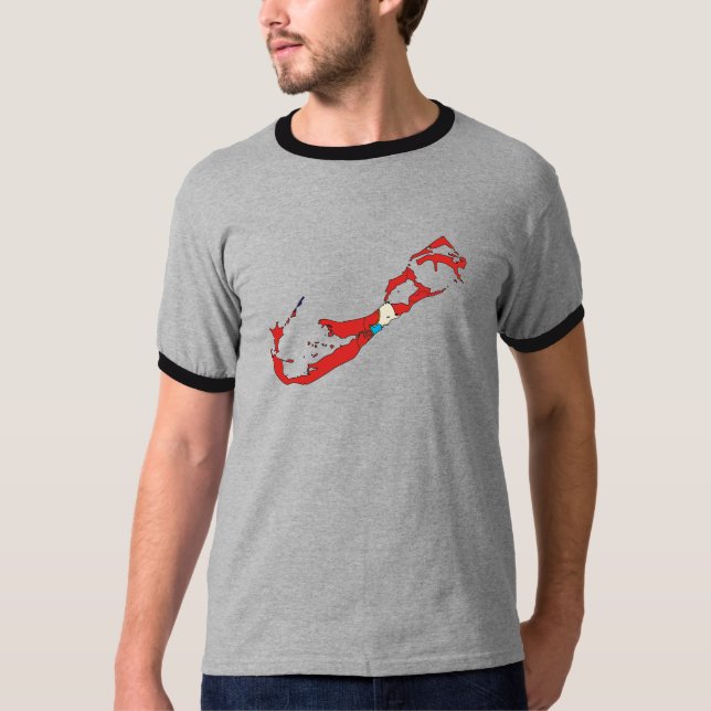 Bermuda-Flaggen-Karte Größengleich T-Shirt (Vorderseite)