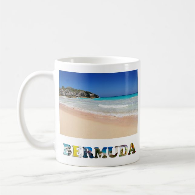 Bermuda Horseshoe Bay Pink Sand Beach Foto Kaffeetasse (Links)