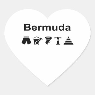 Bermuda Icons Monotone Herz-Aufkleber