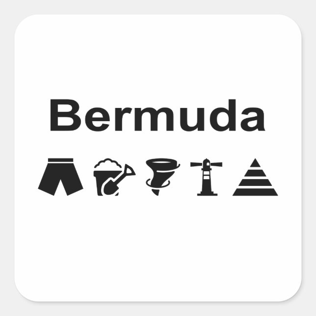 Bermuda Icons Monotone Quadratischer Aufkleber (Vorderseite)
