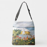 Bermuda-Insel-Blumen-Ozean-Haus-Taschen-Tasche