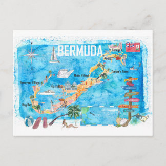 Bermuda Island Travel Poster Favorite Touristenkar Postkarte