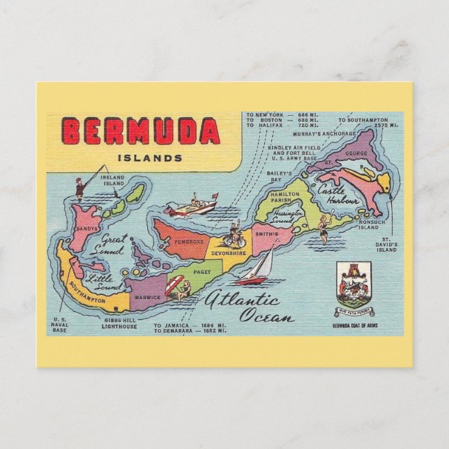 Bermuda-Karte Postkarte (Vorderseite)