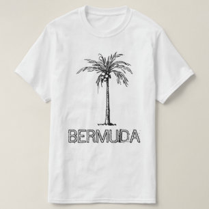 Bermuda Kokosnuss-Baum schwarz-weiß Design T-Shirt