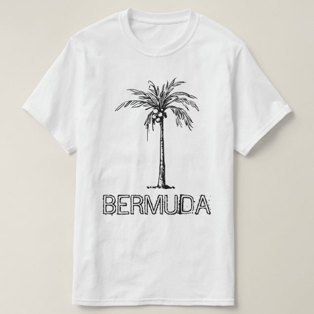 Bermuda Kokosnuss-Baum schwarz-weiß Design T-Shirt (Design vorne)