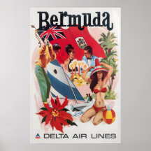 Bermuda Kunst Daniel Sweeney Druck Delta Airlines 