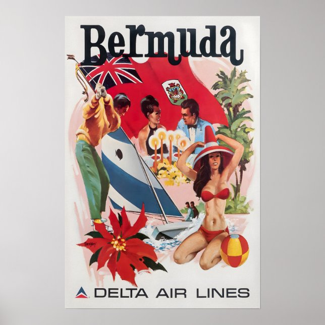 Bermuda Kunst Daniel Sweeney Druck Delta Airlines  Poster (Vorne)