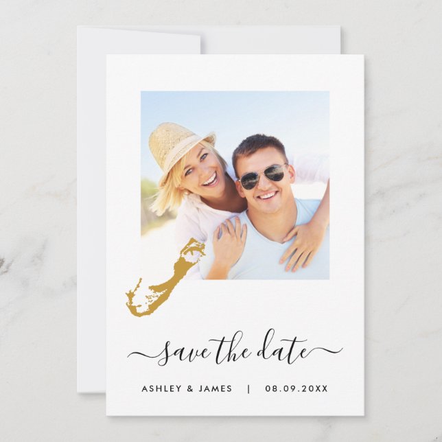 Bermuda Map Foto Wedding Save the Date Card (Vorderseite)