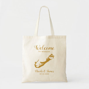 Bermuda Map Wedding Welcome Tote Bag in Gold Tragetasche