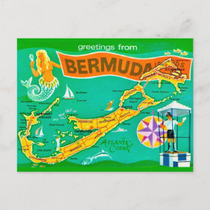Bermuda Meerjungfrau Vintage Postkarte