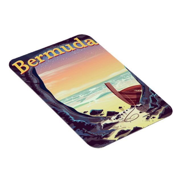 Bermuda Pirate Cave Reiseplakat Magnet (Rechte Seite)