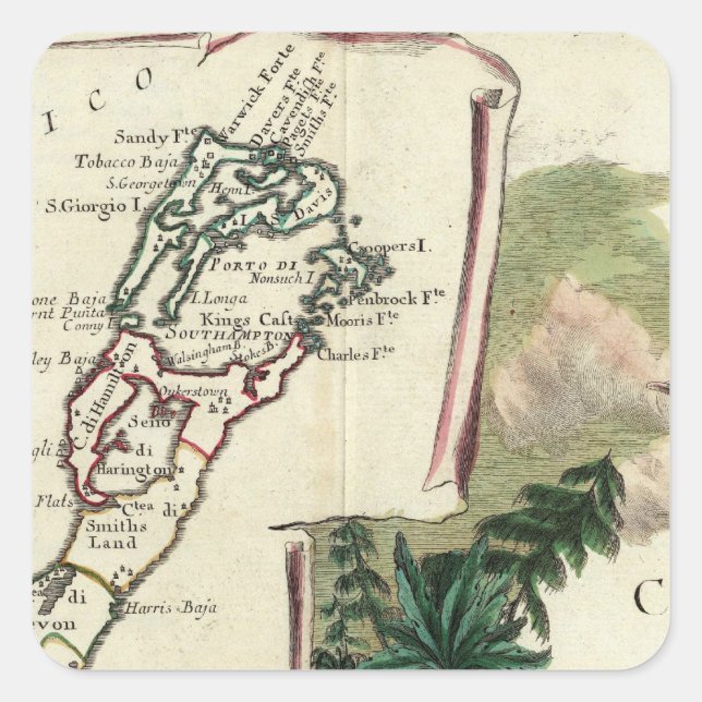 Bermuda Quadratischer Aufkleber (Vorderseite)