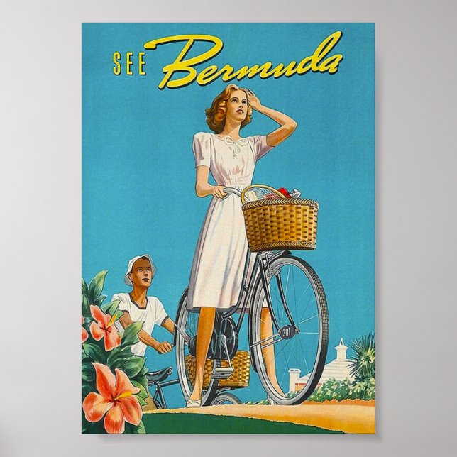 Bermuda Retro Vintage Travel Poster Print (Vorne)