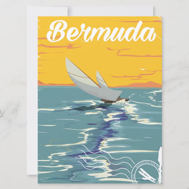 Bermuda Sailing Vintage Reiseplakat Einladung (Vorderseite)