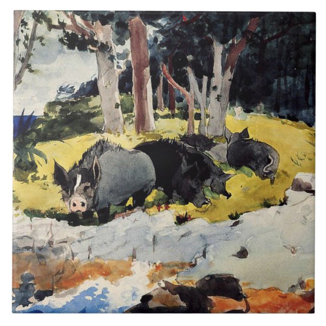 Bermuda Siedlers, ein Gemälde von Winslow Homer, Fliese (Vorderseite)