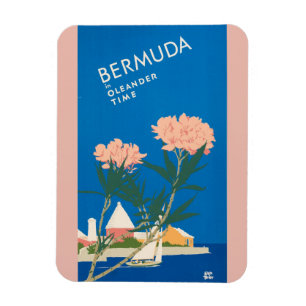Bermuda Strand Blumen Retro Vintage Reiseposter Magnet