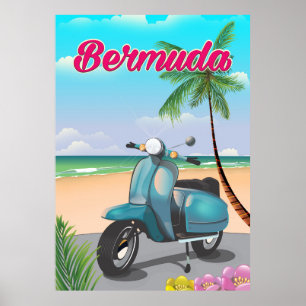 Bermuda-Strand-Scooter-Reiseposter Poster