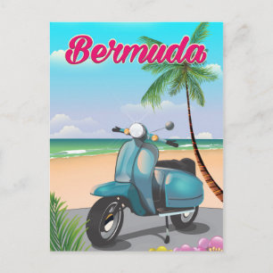 Bermuda-Strand-Scooter-Reiseposter Postkarte