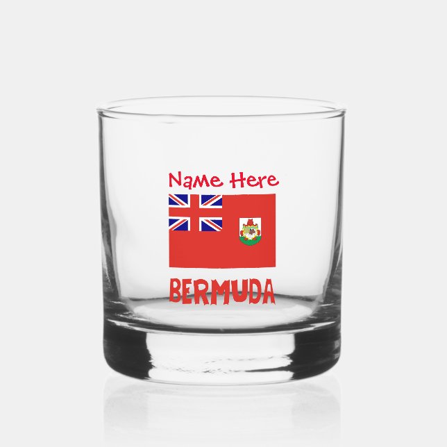 Bermuda und Bermudia Flag Rote Personalisierung Whiskyglas (Vorderseite)