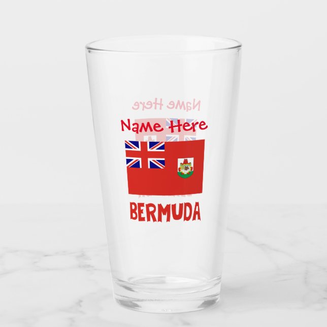 Bermuda und Bermudian Flag Red Personalization Glas (Vorderseite)